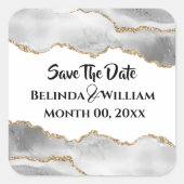 Sticker Carré Géode faux or agate blanche couples mariés (Devant)