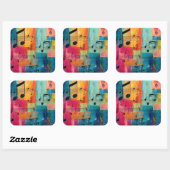 Sticker Carré Geometric Abstract Music, (Feuille)
