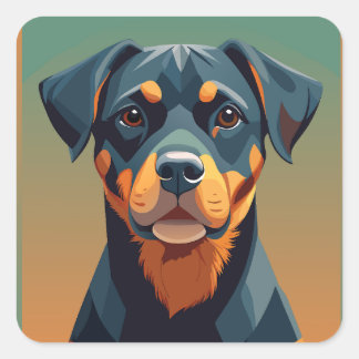 Sticker Carré Geometric Rottweiler Face