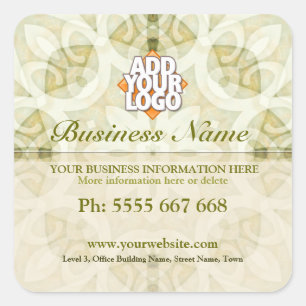 Sticker Carré Geometrica Floral Terre Verte avec Logo Entreprise
