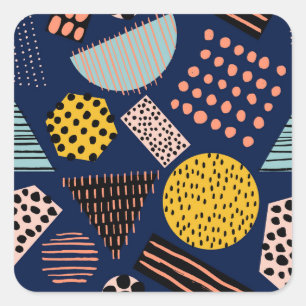 Sticker Carré Géométrie amusante : Motif multicolore Abstrait