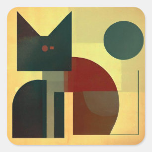 Sticker Carré Geometrie Katze