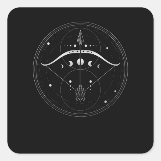 Sticker Carré Géométrie Sacrée De Tir À Arc Et Flèche (Devant)