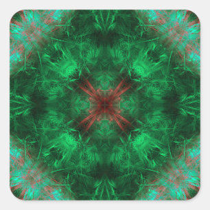 Sticker Carré Géométrie sacrée émeraude Art fractal