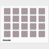 Sticker Carré Géométrique vert violet rose (Feuille)