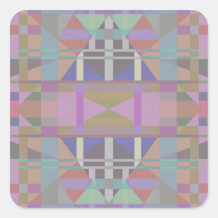 Sticker Carré Géométrique vert violet rose