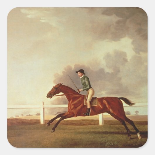 Sticker Carré George Stubbs | Bay Malton avec John Singleton Up, (Devant)