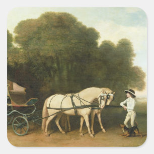 Sticker Carré George Stubbs un phaéton avec une paire de Pon