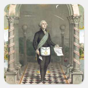 Sticker Carré George Washington comme un franc-maçon