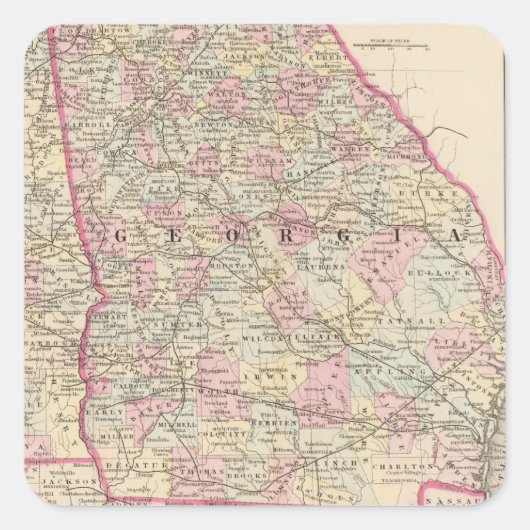 Sticker Carré Géorgie, Alabama (Devant)