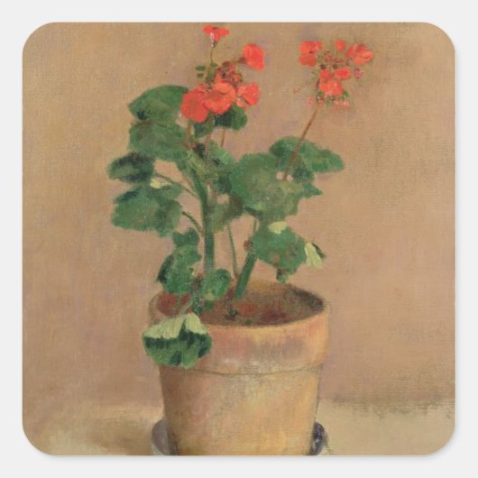 Sticker Carré Geraniums dans un pot, c.1905 (huile sur toile) (Devant)