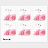 Sticker Carré Gerbera Rose Daisies Élégant Merci photo (Feuille)