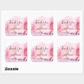 Sticker Carré Gerbera Rose Daisies Élégant Merci photo (Feuille)