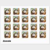 Sticker Carré Gerbil mongol dans une maison de noix de coco (Feuille)
