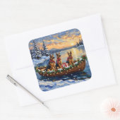 Sticker Carré German Shepherd Christmas Boat Holiday (Enveloppe)