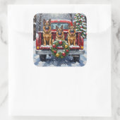 Sticker Carré German Shepherd Christmas Red Truck Holiday (Sac)