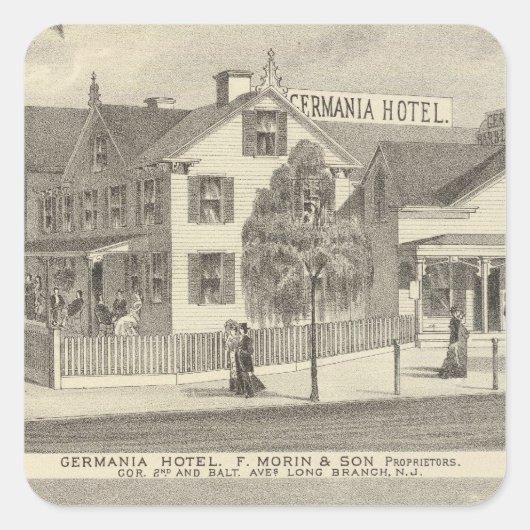 Sticker Carré Germania Hotel, Long Branch et Hughes Brothers (Devant)