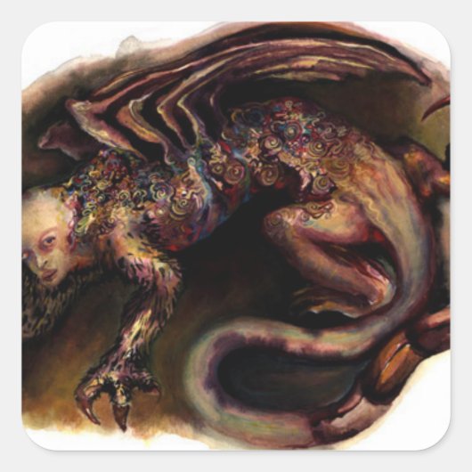 Sticker Carré Geryon de l'enfer de Dante (Devant)