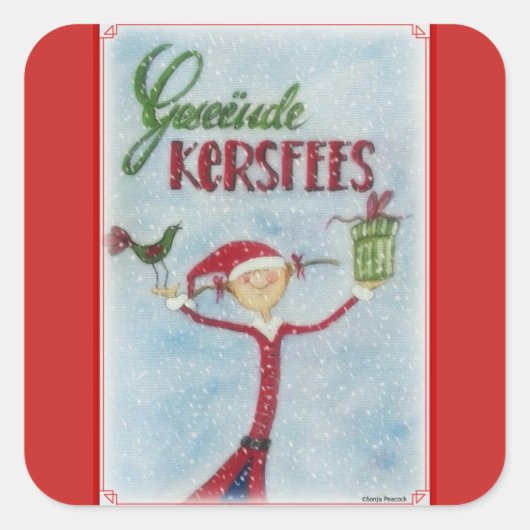 Sticker Carré Geseende Kersfees (Devant)