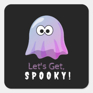 Sticker Carré Ghost Google Eyes rose mignon : Éffrayant & Whimsi