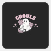 Sticker Carré Ghouls veut juste s'amuser Halloween Art Basic Sty (Devant)