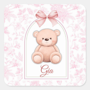 Sticker Carré Gia Conception personnalisée d'ours en peluche r
