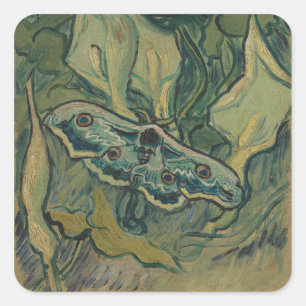 Sticker Carré Giant Peacock Moth (1889) par Vincent van Gogh