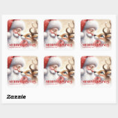 Sticker Carré Giftable Personalized Santa Rudolph Christmas Kids (Feuille)