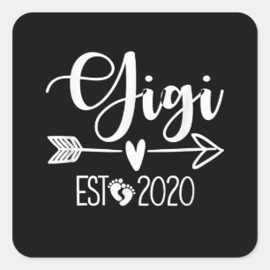 Sticker Carré Gigi Est 2020 Heart Love Cadeaux de Noël