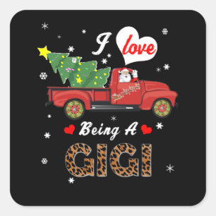 Sticker Carré Gigi Lover J'Aime Être Un Gigi Arbre De Noël