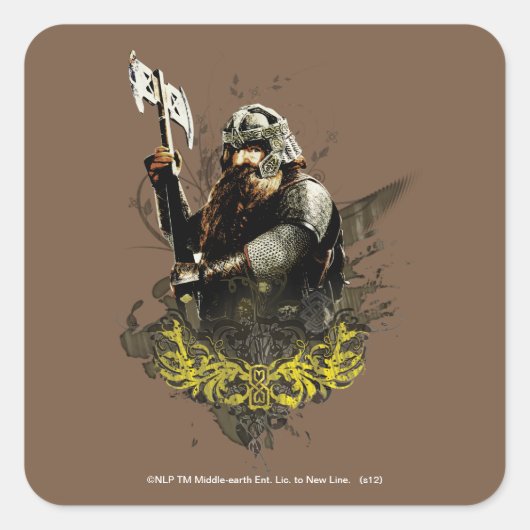 Sticker Carré GIMLI™ Avec Collage Vecteur Ax (Devant)