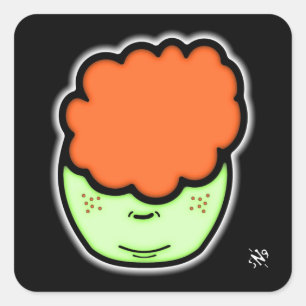 Sticker Carré Gingembre tacheté (dessin humoristique comme le cr
