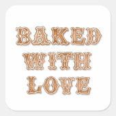 Sticker Carré Gingerbread Cookie | Cuit avec amour Favoriser (Devant)