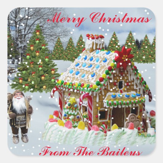 STICKER CARRÉ GINGERBREAD MAISON (Devant)