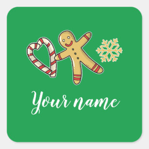 Sticker Carré Gingerbreadman Love