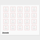 Sticker Carré Gingham Monogramme Rose et Blanc Merci (Feuille)