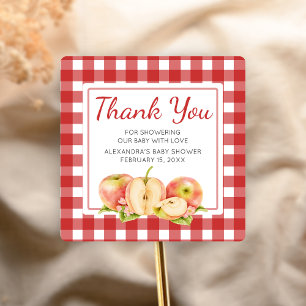 Sticker Carré Gingham Pomme de Nos Yeux Baby Shower