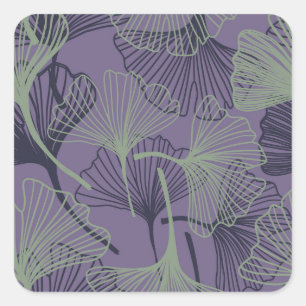 Sticker Carré Gingko biloba : motif vintage abstrait.