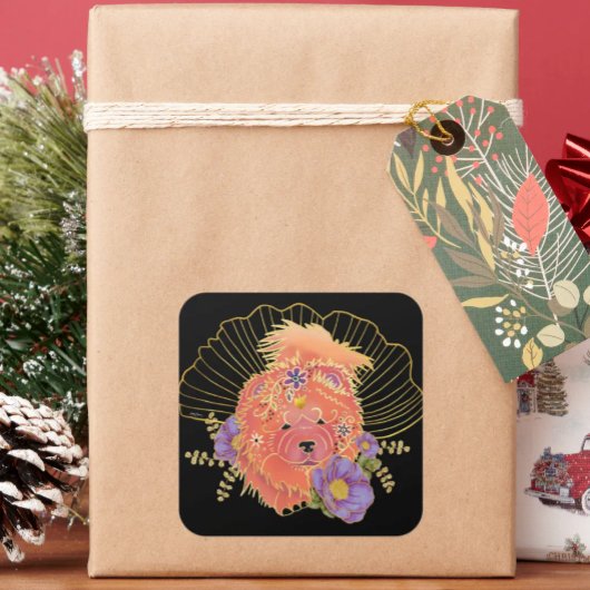 Sticker Carré GINKGO SPIRIT Chow dog