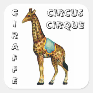 Sticker Carré girafe du cirque vintage