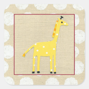 Sticker Carré Girafe jaune avec le pois blanc