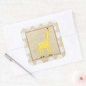 Sticker Carré Girafe jaune avec Pois blancs (Enveloppe)