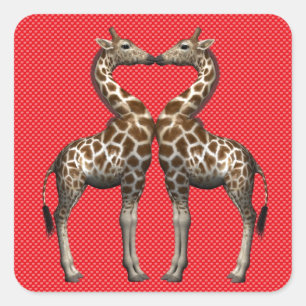 Sticker Carré Girafes Amoureuses