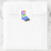 Sticker Carré Giraffat au coucher avec couverture et Coussin (Sac)