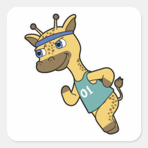 Sticker Carré Giraffe en Jogger à Running avec Headband