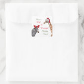 Sticker Carré Giraffe et Zebra Noël sauvage (Sac)