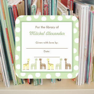 Sticker Carré Giraffe Friends Baby shower plaque livre