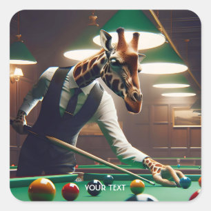 Sticker Carré Giraffe Imaginaire Jouer Snooker