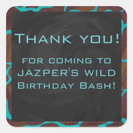 Sticker Carré Giraffe Impression Brown et Turquoise (Devant)