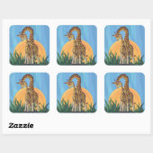 Sticker Carré Giraffe maman et bébé (Feuille)